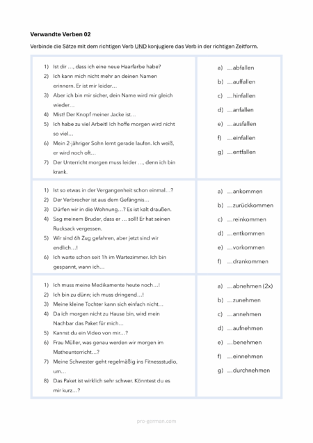 Verwandte Verben 02